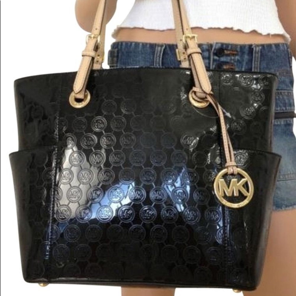 Michael Kors Jet set mirror metallic tote